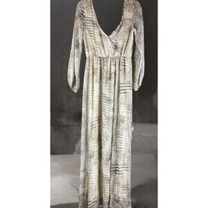 Asher By Fab'rik Women's Sz M Alligator Pattern Layered Long Sleeve Maxi Dress